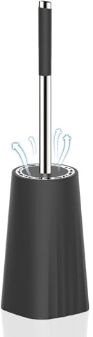 SetSail Toilet Brush, Compact Size Toilet Bowl Brush and Holder Toilet Brushes for Bathroom with Stainless Steel Handle Toilet Cleaner Brush with Durable Scrubbing Bristles, Splash-Proof