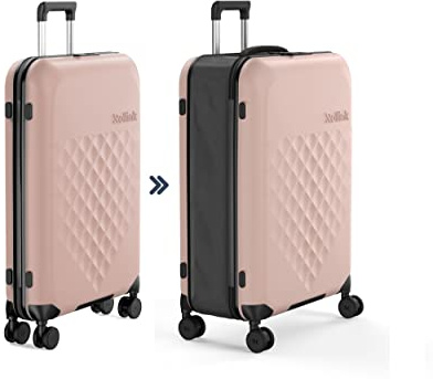 Rollink - Klappkoffer Vega 360, schwarz, 104L, 4 Rollen, innovatives Schloss, robust, nachhaltig, Rose Smoke, Check in L, Casual