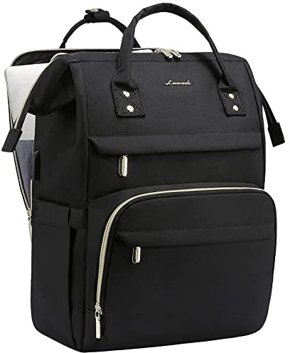 LOVEVOOK damryggsäck, stor laptop ryggsäck med laptopfack, skolryggsäcksväska med USB-laddningsport, för skolarbete universitetsstudenter lärare företagskontor