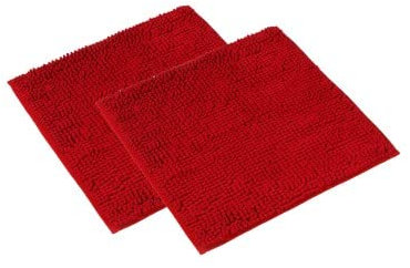 WohnDirect Badematten Set 2 teilig - Rot 45 x 45 cm - rutschfest & Waschbar - Badvorleger, Badezimmerteppich, WC Vorleger