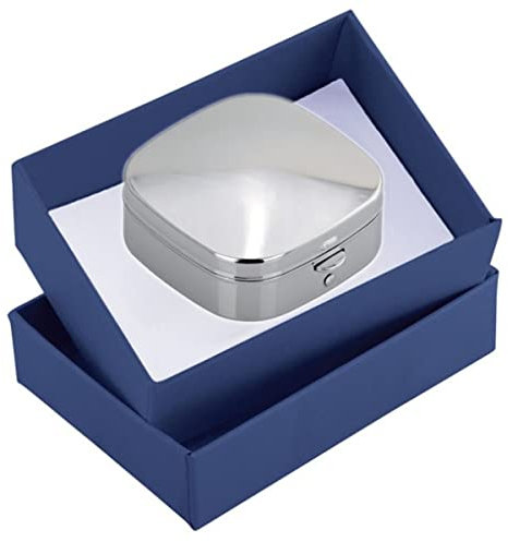 SILBERKANNE Pillendose 2 Fächer glatt 4,5 x 4,5 x 2,0 cm Premium Silber Plated edel versilbert in Top Verarbeitung