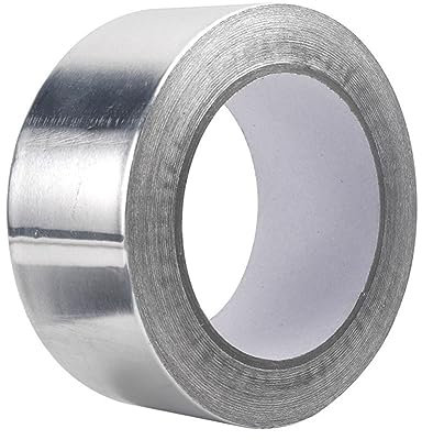 Aluminium Foil Duct Tape Self Adhesive Sealing Tape 48mm (2) x 20M Heat Resistant Insulation Tape Foil Tape for Pipework HVAC Repair Hot Cold Air Ducts Repair Refrigerator Strong Tape Silver Roll