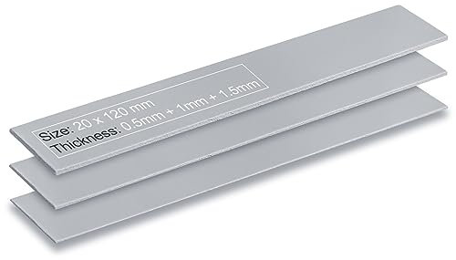 Aairhut 3-Satz Thermal Pad Wärmeleitpad 13W/mK, M.2 SSD 120x20mm 0,5mm + 1mm + 1,5mm Silikon-Kühlpad, GPU, Nicht leitend, hitzebeständig, CPU GPU SSD IC LED Kühler