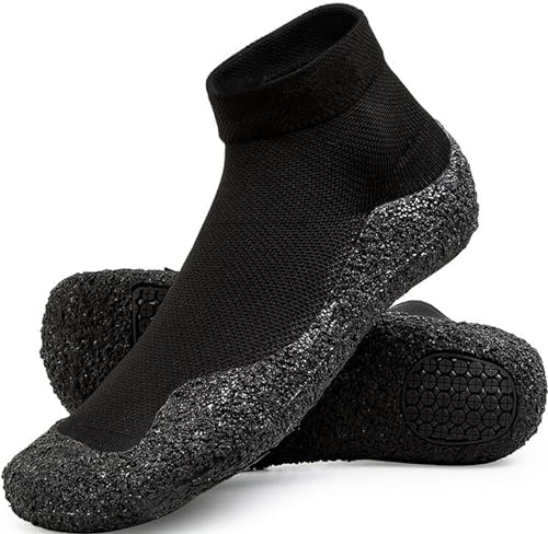 Water Shoes Mens Womens Minimalist Barefoot Socks Shoes Non-Slip Water Fitness Sports Lightweight Ultra Portable-Black||44