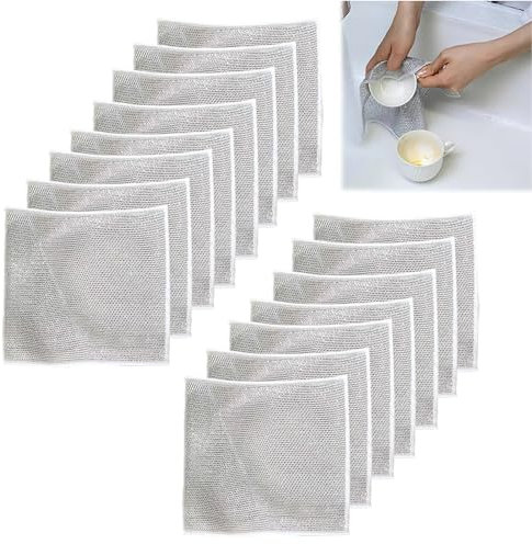 15 Piezas Paños de Alambre Metálico Multiusos Reutilizables Sin Arañazos para Cocina - Trapos Limpieza de Uso en Húmedo y Seco, Toallas Versátiles