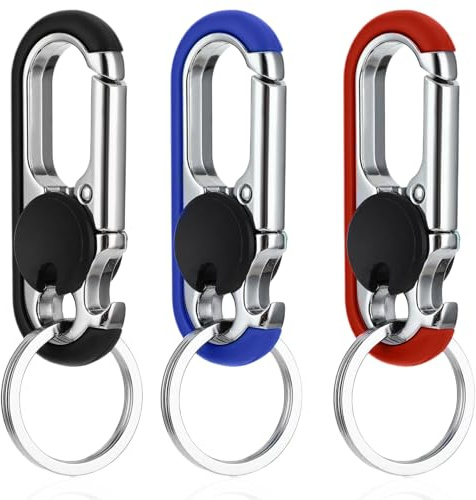 CATOR 3 Pezzi Portachiavi Auto Donna Uomo, portachiavi uomo, Moschettone Portachiavi Multifunzione, con 6 Portachiavi, Portachiavi in Metallo per Auto Come Regalo d'Affari per Uomini e Donne