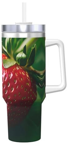 Borraccia termica a doppia parete in acciaio inox, con manico e coperchio con cannuccia