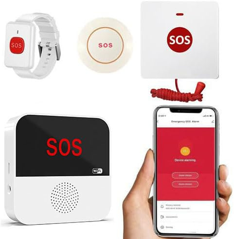 Alarmes et téléavertisseurs personnels sans fil VOCA pour personnes âgées, alarme d'urgence, bouton SOS, alarme panique, sonnette d'appel infirmière, système SOS pour la maison/personnel