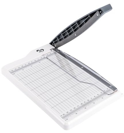 Ideen mit Herz | Hebelschneider | Papierschneider | Schneidemaschine für Papier, Karton, Filz, Kork, Moosgummi, Leder | Kapazität 5 Blatt 80 g/m² | Schnittfläche 15 x 22 cm | Raster in inch & cm