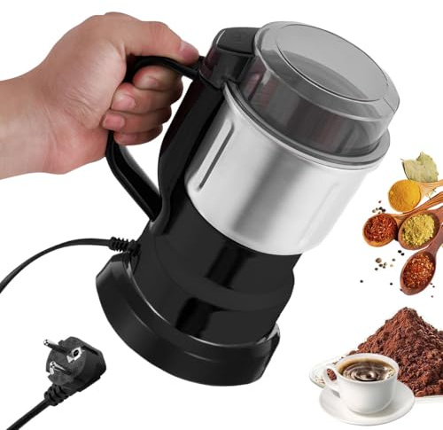 LULUWA Elektrisk kaffekvarn i rostfritt stål 200 W 500 ml kryddkvarn för nötter kryddor, frön