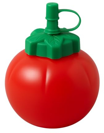 eMKay® RED Tomato Round Sauce Bottle Dispenser 10.5oz Squeezy Bottles with Nozzles, Plastic Sauce Dispenser with Twist on Cap Lids for Ketchup