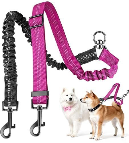 Laisse De Traction Chien | Accessoire De Traction Réfléchissant Double pour Chiot,Double Laisse De Promenade Chien | pour La Marche Le Dressage Le Parc L'Extérieur Le Jardin Et La Cour des