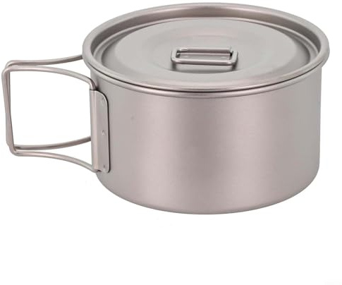 Ciotola da campeggio in titanio con manico pieghevole, opzioni da 450 ml e 600 ml, stoviglie da esterno leggere e resistenti alla ruggine, per escursioni, viaggi in spalla, picnic (ciotola da 450 ml