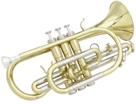Amagogo Cornet Brass Instrument Trumpet Bugle With Responsive Three Upper Valves And Curved Tubing For Rapid Note Changes Comes With Gloves Manual Oil And