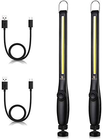 ORHOMELIFE LED Work Light 800 lumens 3300mAh Rechargeable Work light Magnetic Flashlight COB Work Light Handheld Portable Worklight Inspection Light for Car Repair Machine Garage Emergency(2 pack)