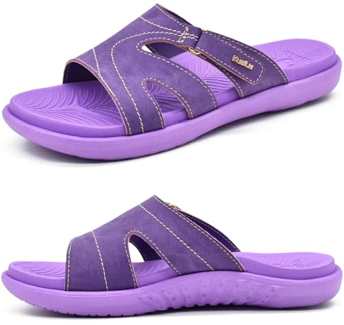 KuaiLu Ciabatte Donna Ortopediche Moda Leggere Comode Supporto Arco Plantare Doccia Sandali Estive Spiaggia Piscina Aperte Mare Pantofole Antiscivolo Gomma Suole Scarpe Viola 40
