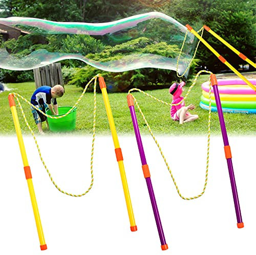 Yisscen Machine à Bulles 2 Paire baguette à bulles géantes Bulle de Savon Enfant Jouet Bulle Grosse bulle pour Anniversaire jardin Jeux de plein air Mariage