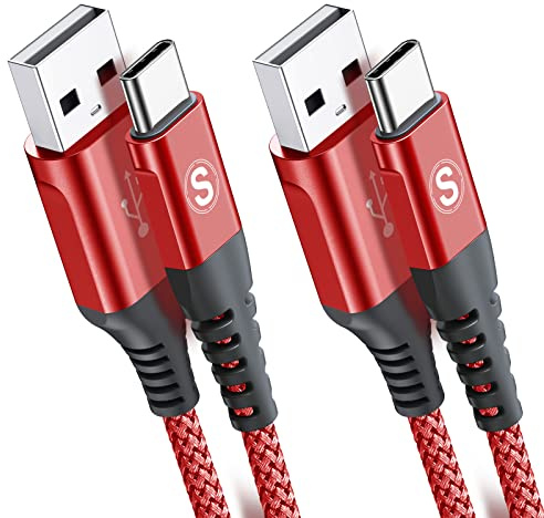 2-Pack 3M USB C Cable 3.1A Fast Car Charger Cable Compatible for iPhone 17 air 16 15 Plus Pro Max, Samsung Flip/Fold 7 6 5 4 3 S26 S25 S24 S10 S20 S21 S22 S23 A16/15/14/13/12 A35/A34 A56/55/54, Pixel