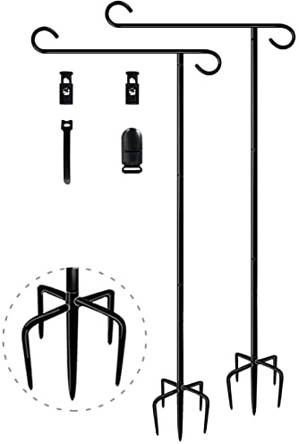 BALIE SPACE Soporte para bandera de jardín de 49 pulgadas de alto con 5 bases de horquilla para decoración de letreros de 12 x 18 pulgadas, paquete de 2