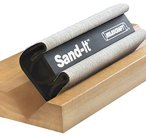 Milescraft 1622 – Multi-Surface Sanding Block. Sand Flat, Concave, Convex & Round Surfaces or Tight Spaces. Accepts Any ¼ Sheet Sandpaper. 150 Grit Included