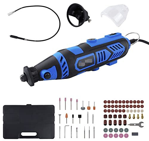 Multifunktionswerkzeug Rotationswerkzeug Tragbarer Kabelgebundene Schleifer,135W,10000-32000 U/min,6 Geschwindigkeit,mit 80 Zubehör, zum Schleifen, Polieren, Gravieren