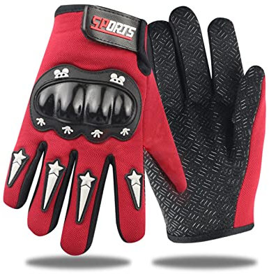 Guanti Ciclismo Bambino Impermeabile Sportivi-Tattici Moto Invernali Antiscivolo Mtb Guanti Dito Pieno Rosso