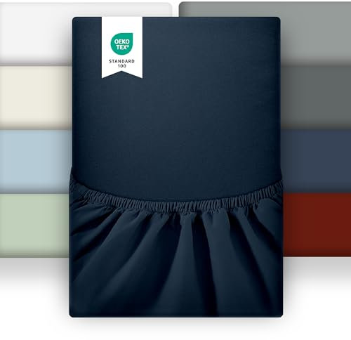 puredown Spannbettlaken 140x200cm Mikrofaser Bettlaken für Matratzen bis zu 25-30cm, Angenehm Atmungsaktive Spannbetttücher Bettwäsche,Oeko-Tex Zertifiziert, Marine
