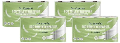 by Amazon ECO Toilettenpapier, 3-lagig 100% Recycelt, 32 Rollen (8 Rollen, 4-er Pack) 200 Blätter pro Rolle, FSC-Zertifiziert