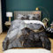 XCQHZYQ Marmor Bettwäsche 180x200 Schwarz Marmor Optik 3 Teilig Microfaser Modern Marmoriert Bettwäsche Set Einzelbett Bettbezug mit Reißverschluss Kissenbezug 80x80 cm Grau