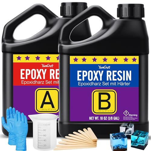 Resina epossidica – Kit di resina epossidica trasparente da 36 oz, senza bolle, anti-giallo, autolivellante, resina lucida per fai da te, artigianato, gioielli, tavolo, forme, amichevole per i