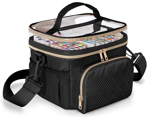 Rexmica Grand Étui de Rangement pour 100 Marqueurs à Dessin, Noir | Sac de Rangement pour Feutre a Alcool pour Marqueurs à Peinture ou Autres Fournitures Artistiques