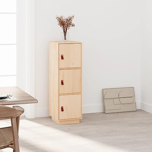puraday Highboard Wohnzimmer Sideboard 34x40x108,5 cm Massivholz Kiefer Mehrzweckschrank Robuster Rahmen Haushaltsschrank Klassisches Vorratsschrank für Esszimmer Klassisches