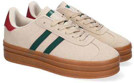 89076 Zapatilla Deportiva de Mujer, Elegante con Doble Suela, Dia a Dia, Diseno Moderno Que combina Comodidad y Estilo, Ideales para Cualquier Ocasion. Beige Talla 38