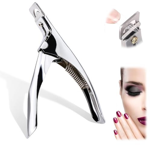 Tagliaunghie in Acciaio Inox, Finte Tagliaunghie, Taglia Tip Unghie Professionale, Nail Clippers per in Gel, Forma di U Unghie Forbici,Acrilico Falso Gel Artificiale Manicure Trimmer, Argento