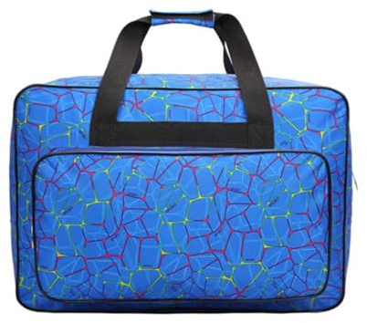 Blå symaskin bärväska kanvas bärväska bärbar vadderad förvaring dammskydd med fickor för symaskin 2-hjuls bagage (blå, en storlek)