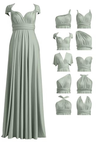Robe de soirée longue pour femme - Sexy - Infinity - Col en V - Robe de remise de diplôme - Élégante - Robe maxi bandeau - Robe de demoiselle d'honneur - Multiway - Robe de cocktail - Grande taille