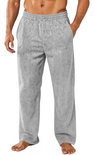 Générique Pantalon de Détente Homme en Polaire Douce, Bas de Pyjama Confortables avec Taille Élastique et Poches, Pantalon de Maison Chaud & Décontracté pour Nuit & Relaxation