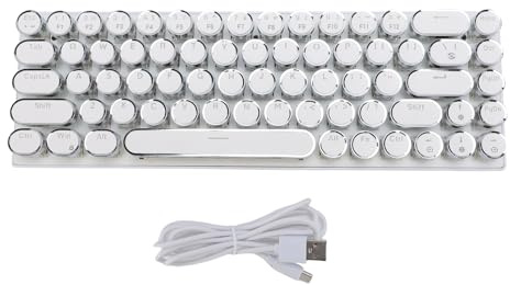 XUMIUZIY Wired Mechanical Gaming Keyboard, Round 68 Keys Mechanical Tangentboard med RGB Backlight -lägen, Plug and Play, Retro Gaming Keyboard för skrivbords- och Bärbara Datorer (Vit)