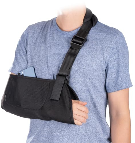 YEENAIV Armband axel justerbar armslinga, axelstoppning med fickor axelbandage axelrem höger vänster, axelrem för brutna handleder armbågar, arm för kvinnor män