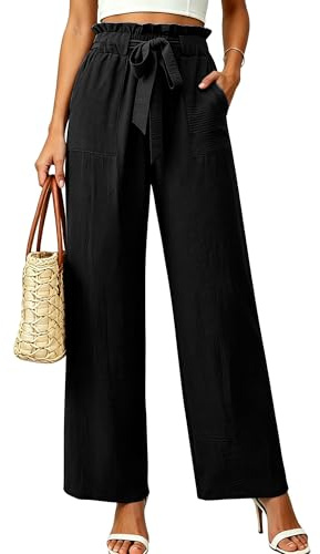 Neteson Pantalones Mujer Verano Palazzo Pantalón Ancho Pierna Ancha Fluido