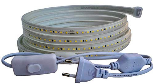 Energiespar-Streifen, 220 V, 2835, 120 LED/m, hohe Helligkeit, mit Schalter. Wasserdicht, Kaltweiß/Neutral/Warmweiß, wasserdicht IP67 Strip 1M Warmweiß