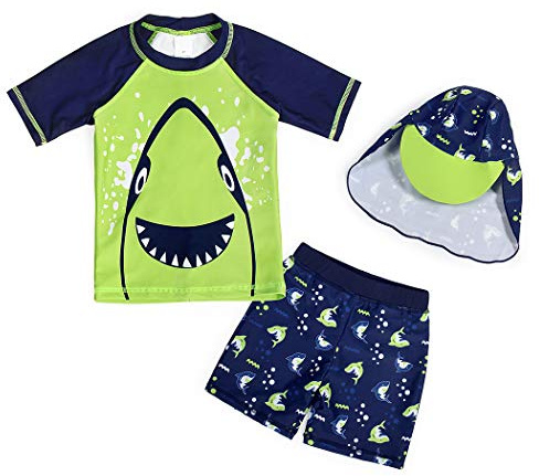 AmzBarley Boys Swimming Costumme Kids Swimsuit UV Sun Protection Swimwear Childs Rash Guard Pool Beach Holiday Bathing Suit Green 4-5 Years 5T