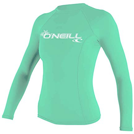 O'Neill Women's Basic Skins Long Sleeve Rash Guard Camisa, Mujer, Aqua Claro, L