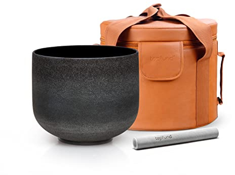 TOPFUND Klangschale mit G-Note, Kristall, Hals-Chakra, 20,3 cm, mit Kunstleder-Tragetasche und Wildlederhammer