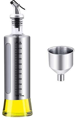 CHENEYMX Oil Dispenser Bottle for Cooking Olive Oil Dispenser Oil Sprayer Portable Oil Sprayer for Kitchen Salad Frying BBQ Meats Restaurant and 1 Funnel (17OZ*1)