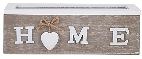 HERCHR Scatola da Tè in Legno con Coperchio, 3 Scomparti Scatola Porta Bustine di Tè con Coperchio Trasparente, Porta Bustine Zucchero Organizer per lettere, foto, anelli, orologi