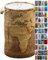 Sanilo Wäschekorb faltbar, stabiler runder Wäschesammler 60 Liter, Wäschesack mit Griffen und Abdeckung (World Map)