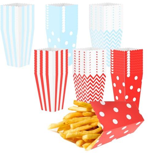 60 bolsas de palomitas de maíz, cajas de palomitas de maíz, juego de bolsas de fiesta de dulces, bolsas de regalos, bolsas de fiesta de boda, cumpleaños, Navidad, bastón de caramelo