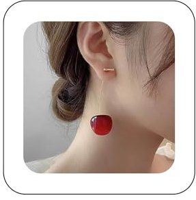 Yienate 3D Lebensechte Rote Kirsche Ohrringe - Süße Niedliche Frucht Charme Leichte Quaste Tropfen Ohrringe - Aussage Stereo Obst Schmuck Für Frauen Und Mädchen