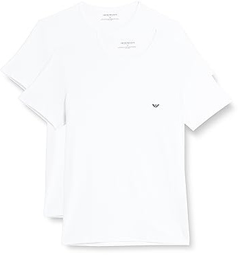 Emporio Armani Underwear 2-Pack T-Shirt Crew Neck Logo Camiseta, White/White, M Hombres